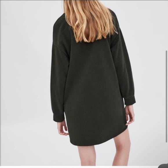 Zara Trafaluc Army Green Camo Pocket Sweatshirt Dress - Picture 2 of 13